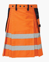 LUMINOUS ORANGE AND BLACK FIREFIGHTER KILT - Scottish Kilt Jacket™ USA-UK